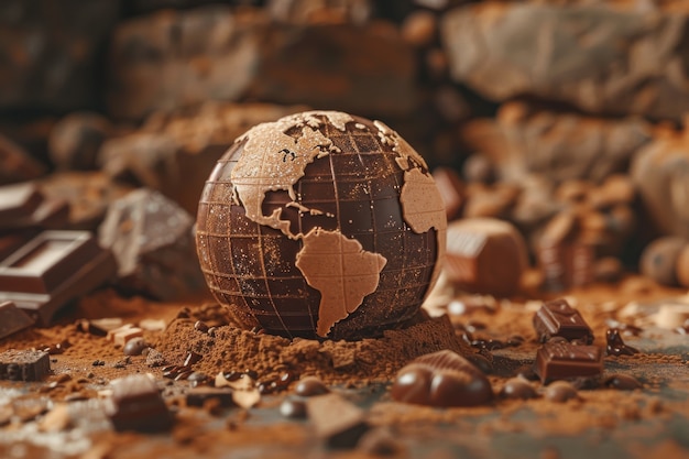 Photo gratuite la balle du monde fantastique au chocolat