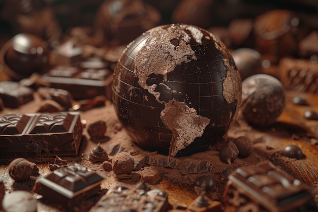 Photo gratuite la balle du monde fantastique au chocolat