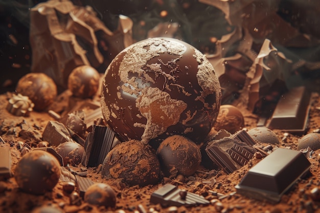 Photo gratuite la balle du monde fantastique au chocolat