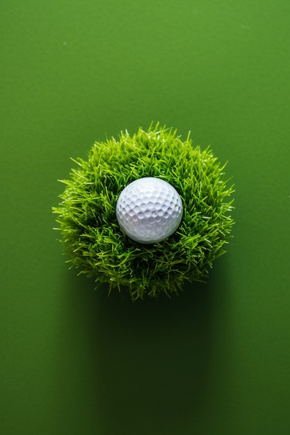 Photo gratuite balle de golf et herbe vue de dessus