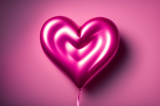 Photo gratuite ballon en forme de coeur rose sur fond rose