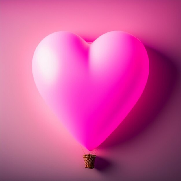 Un ballon en forme de coeur rose avec un trou dedans.