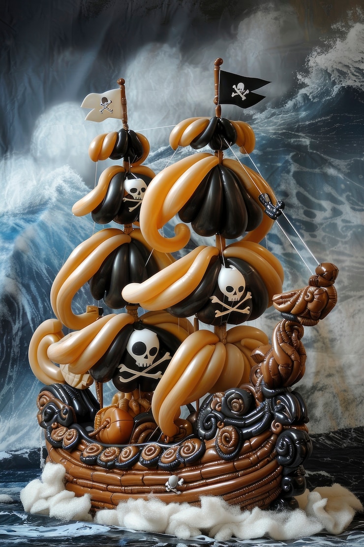 Photo gratuit un ballon en forme de navire pirate.