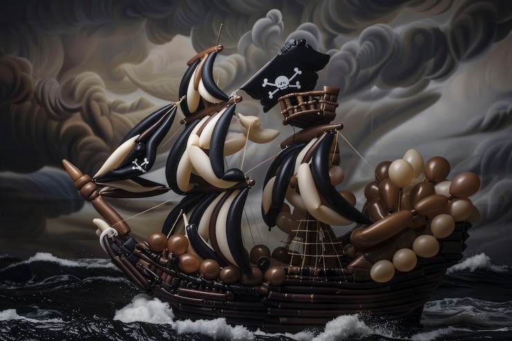 Photo gratuit un ballon en forme de navire pirate.
