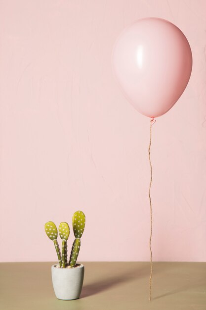 Ballon rose et cactus