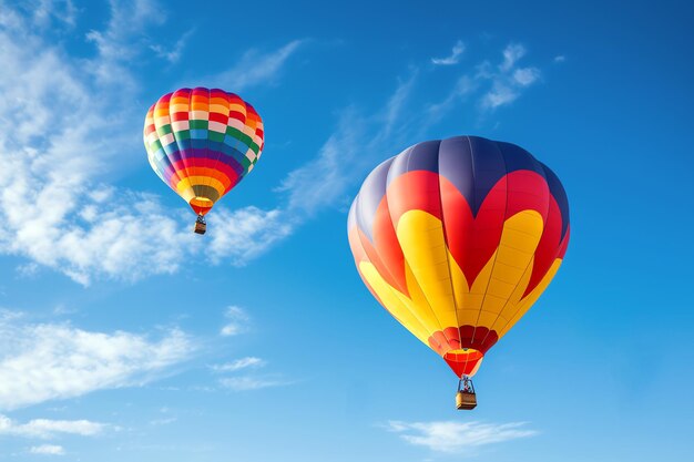 ballons d'air chaud dans le ciel bleu image générée par l'IA