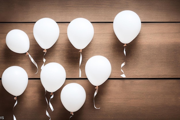 Photo gratuite ballons blancs avec un ruban attaché à eux