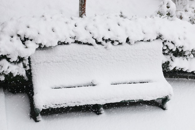 Banc couvert de neige