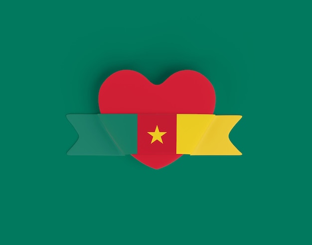 Bannière de coeur de drapeau camerounais