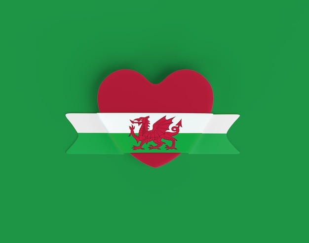 Bannière de coeur de drapeau du Pays de Galles