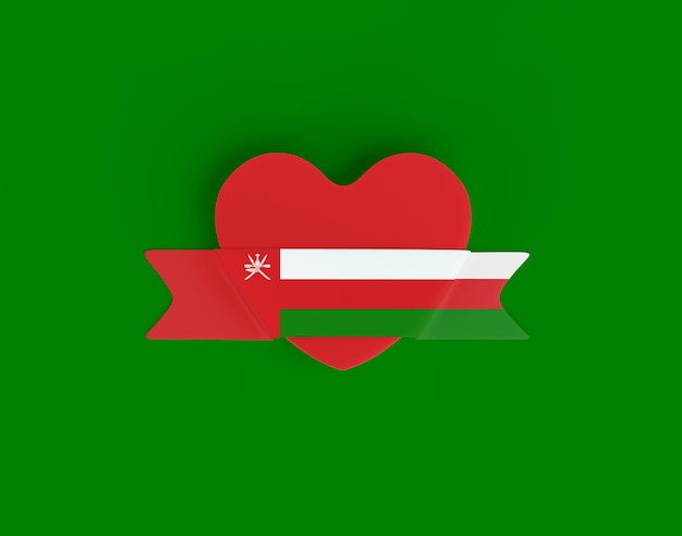 Bannière de coeur de drapeau d'Oman