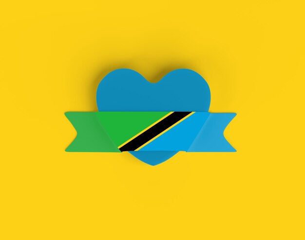 Bannière de coeur de drapeau de la Tanzanie