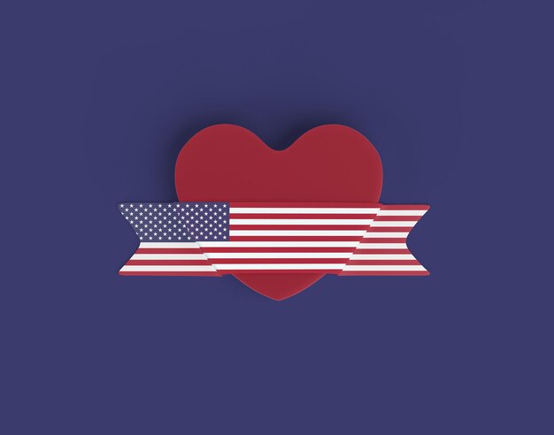 Bannière de coeur de drapeau des États-Unis