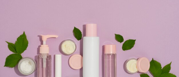 Bannière horizontale pour les produits de beauté avec espace de copie