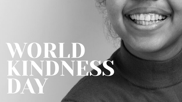 Bannière de la journée mondiale de la gentillesse avec une femme souriante