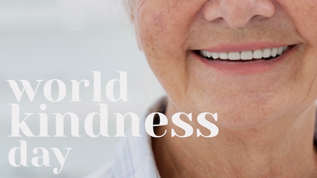 Bannière de la journée mondiale de la gentillesse avec une femme souriante
