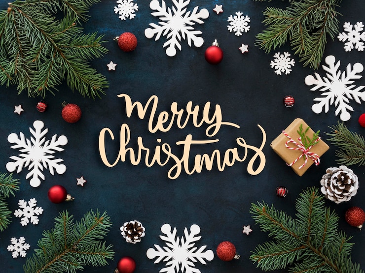 Photo gratuit une bannière de joyeux noël avec des branches