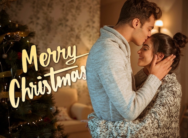 Photo gratuite bannière joyeux noël avec couple