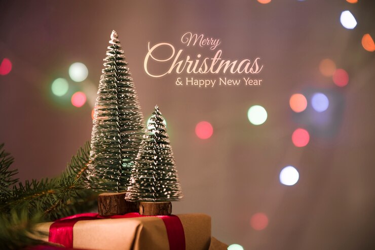 Photo gratuit bannière de noël horizontale avec des arbres