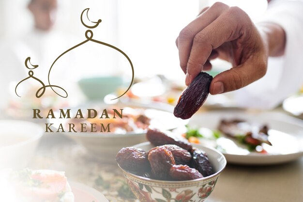 Bannière Ramadan Kareem avec salutation