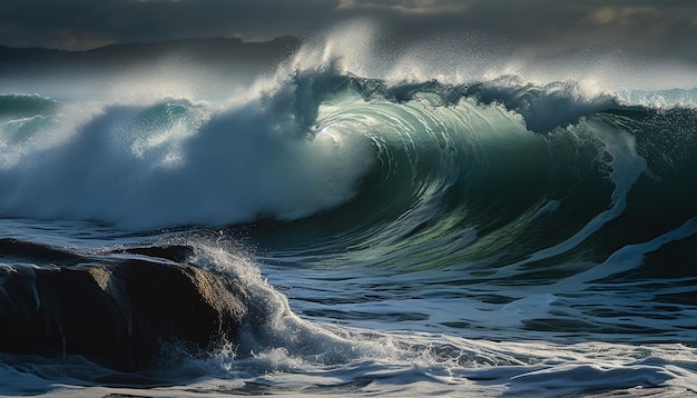 Photo gratuite barils de vagues majestueux dans un paysage marin impressionnant généré par l'ia