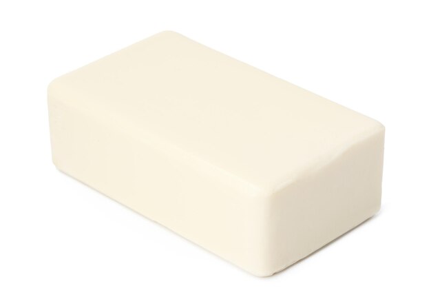 Barre de savon blanc isolé sur fond blanc