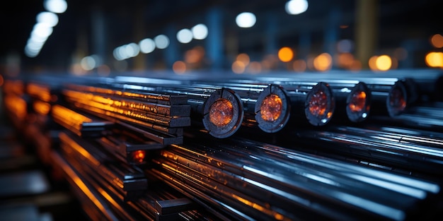 Barres d'acier soudées ensemble dans un environnement industriel