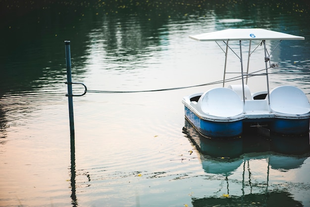 Photo gratuite bateau à aubes dans un lac sombre