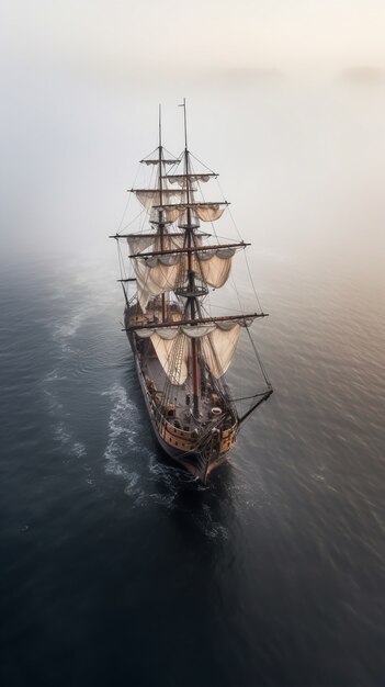 Bateau pirate naviguant sur la mer