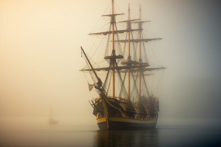 Photo gratuit bateau pirate naviguant sur la mer