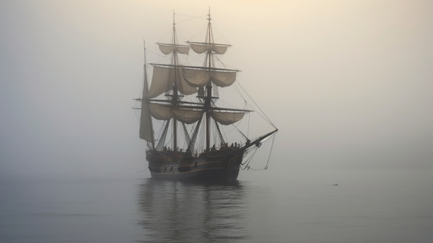 Photo gratuite bateau pirate naviguant sur la mer