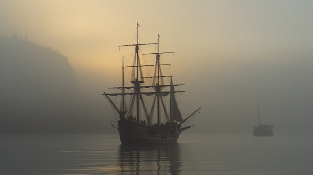 Photo gratuite bateau pirate naviguant sur la mer