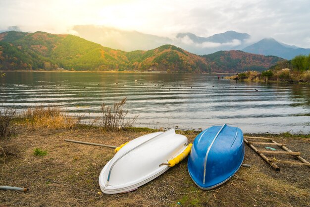 Bateaux sur le lac Kawaguchiko, Japon