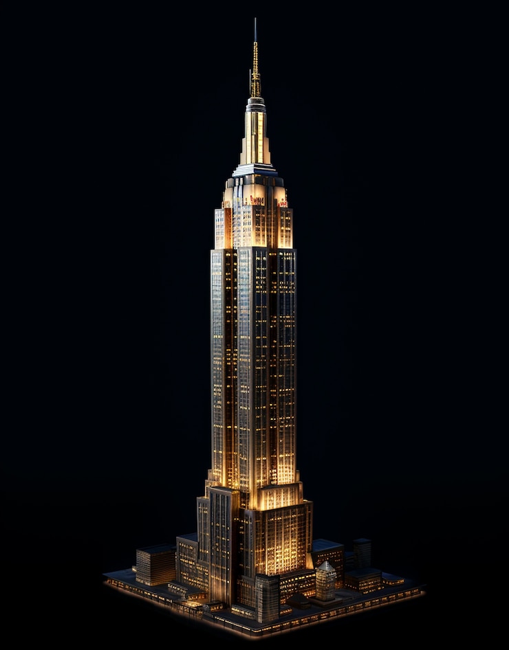 Photo gratuit le bâtiment de l'empire state la nuit.