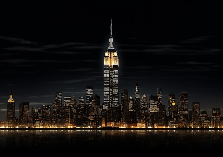 Photo gratuit le bâtiment de l'empire state la nuit.
