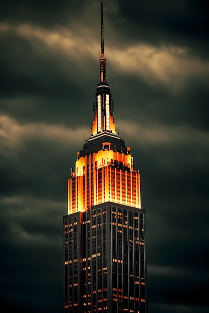 Le bâtiment de l'Empire State la nuit.