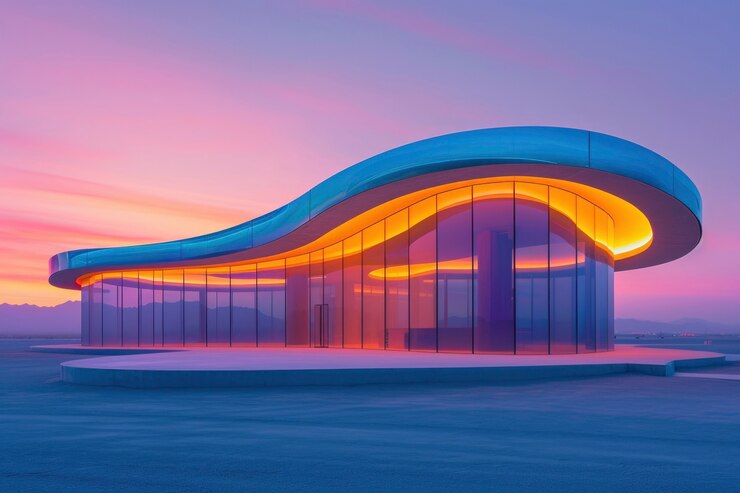 Photo gratuit le bâtiment futuriste se confond parfaitement avec le paysage désertique.