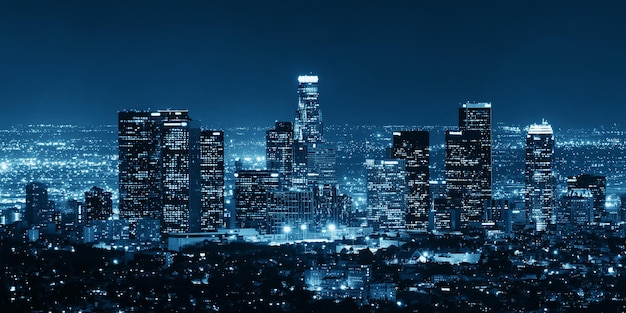 Photo gratuite bâtiments du centre-ville de los angeles la nuit