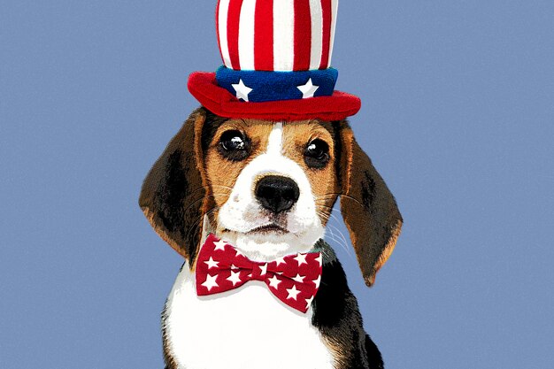 Beagle avec chapeau dans un style pop art