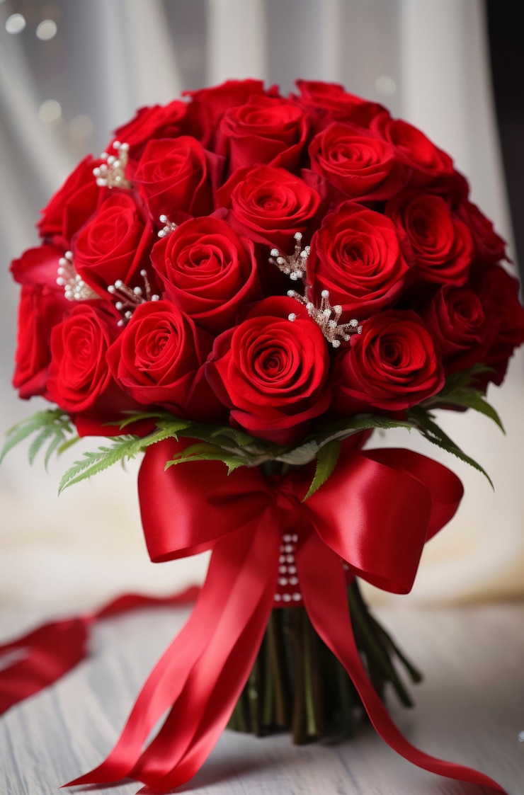 Photo gratuit beau bouquet de roses à l'intérieur