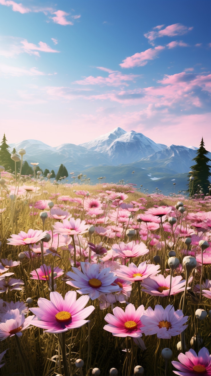 Photo gratuit le beau champ de fleurs en fleurs, la saison du printemps.