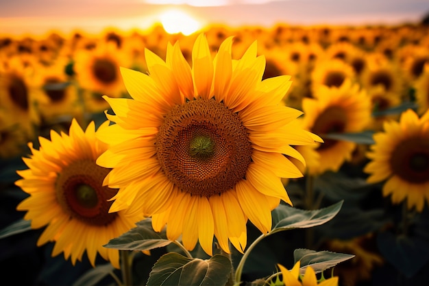 Photo gratuite beau champ de tournesols