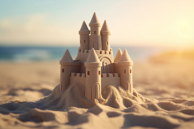 Photo gratuite beau château de sable sur la plage