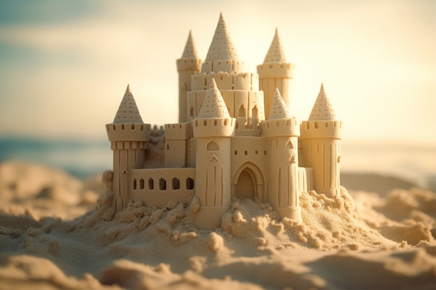 Photo gratuite beau château de sable sur la plage