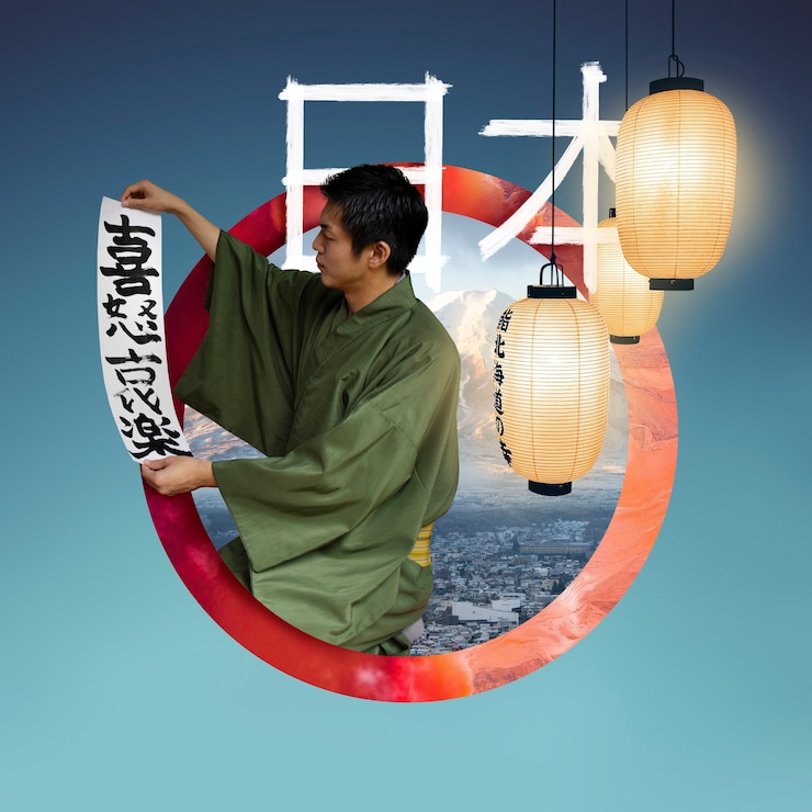 Photo gratuit beau collage japonais