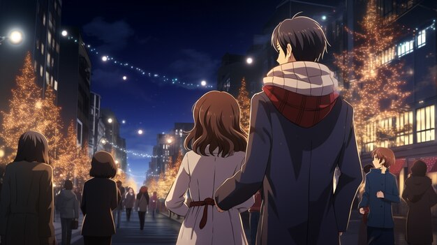 Le beau couple d'anime à la veille du Nouvel An