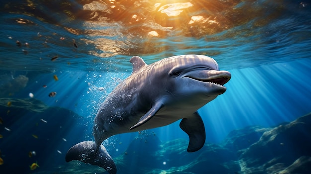 Le beau dauphin est un arrière-plan exotique.
