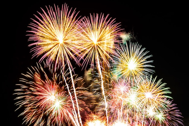 Beau Feu D'artifice Sur Le Ciel La Nuit Pour La Célébration