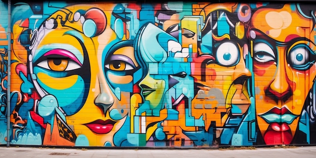 Photo gratuite beau graffiti de cubisme