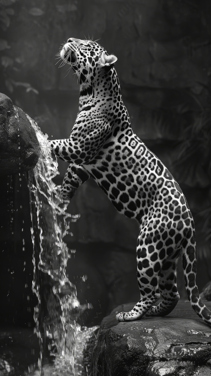Photo gratuit le beau jaguar noir et blanc